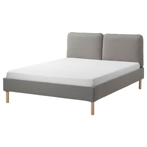 SAGESUND Upholstered bed frame, Diseröd brown/Lönset, Full/Double