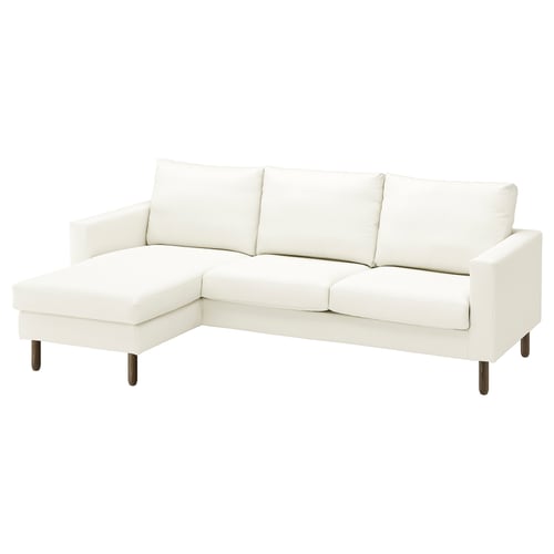 A white SALTSJÖBADEN sectional sofa with a chaise, featuring clean lines and supportive cushions.