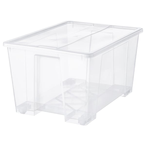 SAMLA Box with lid, transparent, 79x57x43 cm/130 l