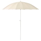 The SAMSÖ tão umbrella offers adjustable, all-day shade with a tilt feature and height adjustment, crafted from polyester and nylon materials.