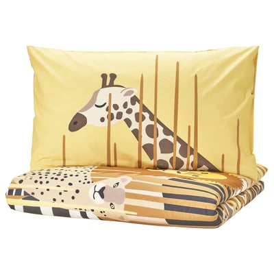 SANDLÖPARE Duvet cover and pillowcase, yellow/savannah, 150x200/50x80 cm