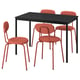 SANDSBERG Table and 4 chairs, black black/Remmarn red-brown red-brown, 110x67 cm