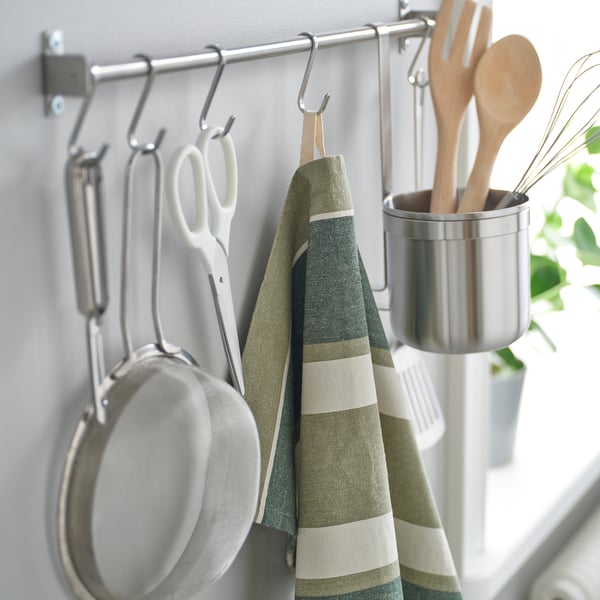 SANDVIVA Tea towel, green/white, 45x60 cm