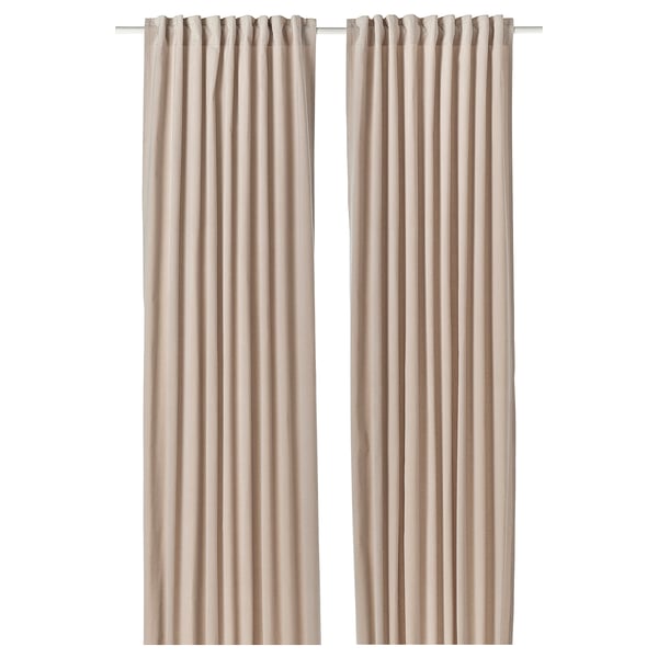 SANELA Curtains, 1 pair, light beige/with heading tape, 140x250 cm