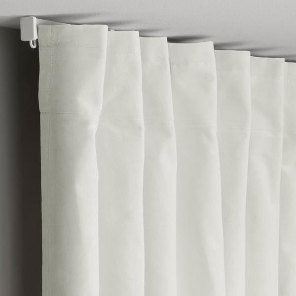 SANELA Curtains, 1 pair, off-white/with heading tape, 140x250 cm