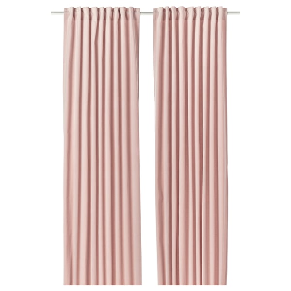SANELA Curtains, 1 pair, pale pink/with heading tape, 140x250 cm