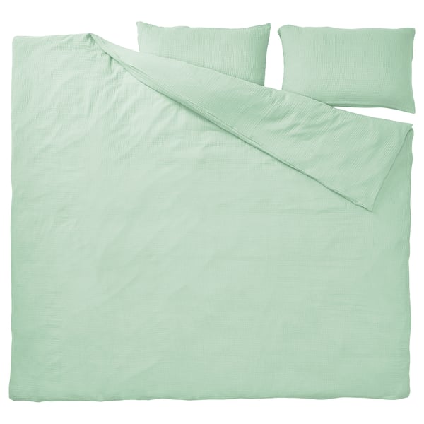 SCHERSMIN Duvet cover and 2 pillowcases, pale green, 240x220/50x80 cm
