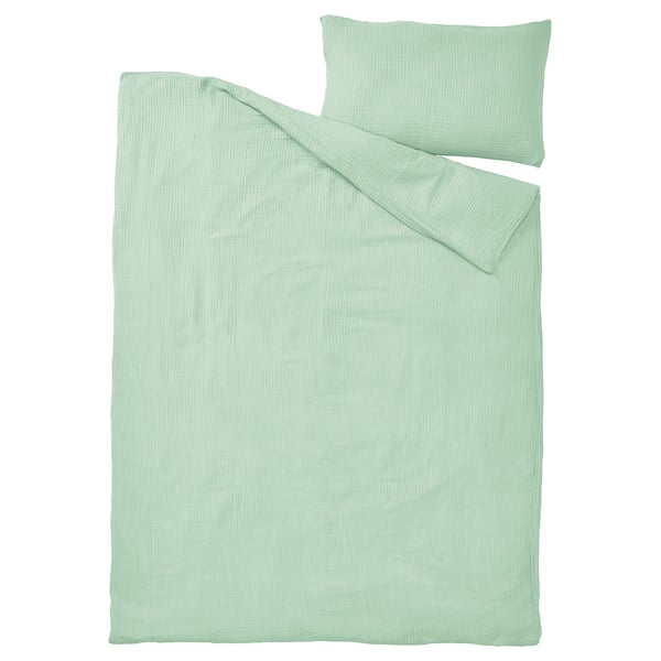 SCHERSMIN Duvet cover and pillowcase, pale green, 150x200/50x80 cm