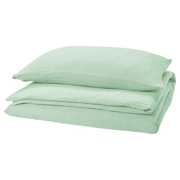 SCHERSMIN Duvet cover and pillowcase, pale green, 150x200/50x80 cm