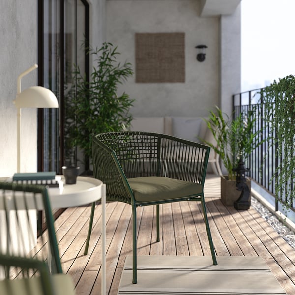 SEGERÖN Chair with armrests, outdoor, dark green
