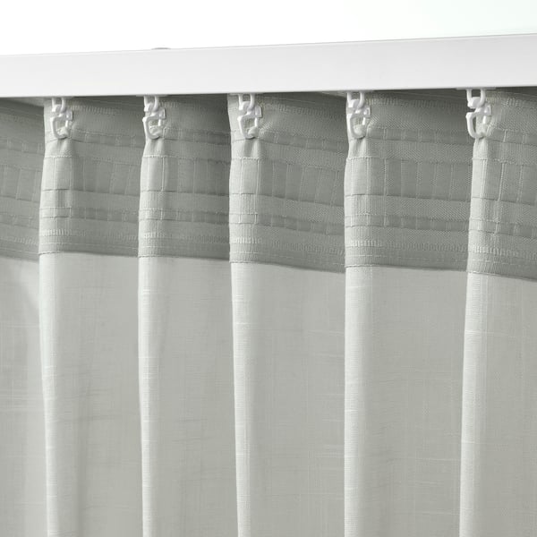 SILVERLÖNN Sheer curtains, 1 pair, light grey/with heading tape, 145x250 cm