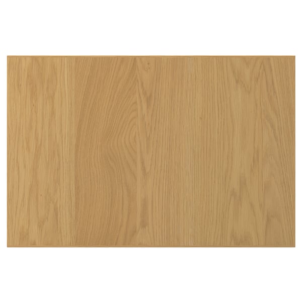 A SINARP wooden surface. Its rectangular, light brown, and made from oak veneer with a solid wood edge.