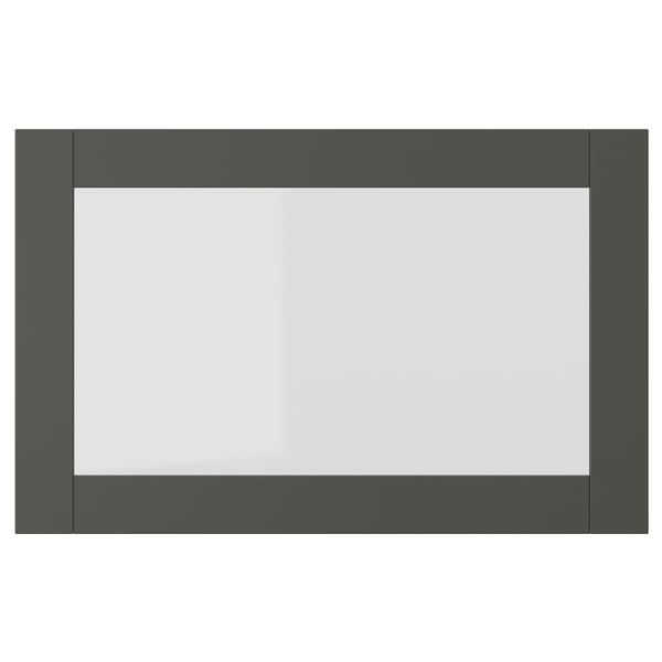 SINDVIK Glass door, dark grey/clear glass, 60x38 cm
