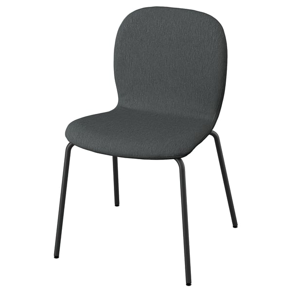 SKÅLSTA Chair, Knäbäck dark grey/tubular metal/black-grey