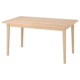 SKANSNÄS light wooden rectangular dining table with four tapered legs.