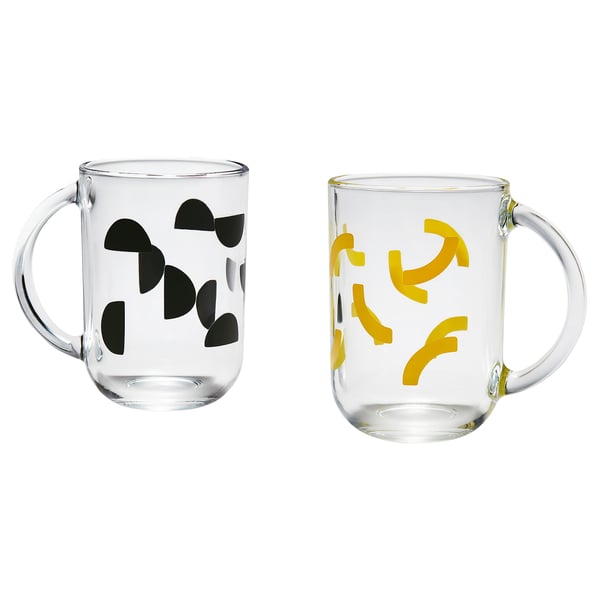 SKEDSTÖR Mug, mixed colours yellow/black, 30 cl