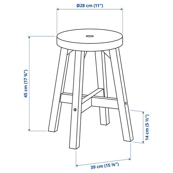 Illustration with measurements for the product: SKOGSTA.