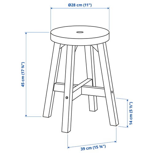 Illustration with measurements for the product: SKOGSTA.