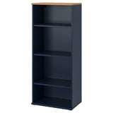 SKRUVBY dark blue bookcase, 3 adj. Shelves, wooden top.