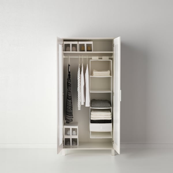SKUBB Box with compartments, white, 44x34x11 cm