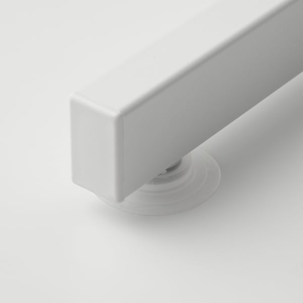 Close-up of dish drainers sturdy, powder-coated steel leg with stable suction cup.