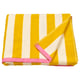 SLÅNHÖSTMAL towel, yellow & white stripes, pink edge, folded, cotton.