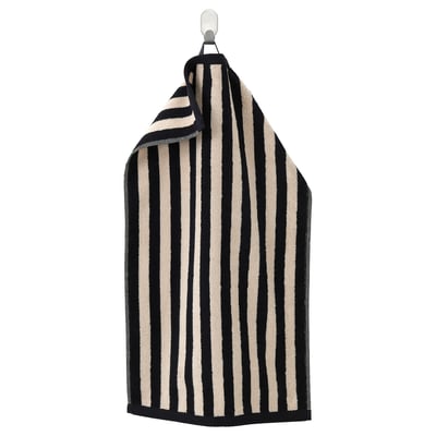 SLÅNHÖSTMAL Hand towel, black/light beige striped, 40x70 cm