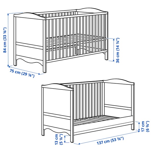 SMÅGÖRA Cot, white, 70x132 cm