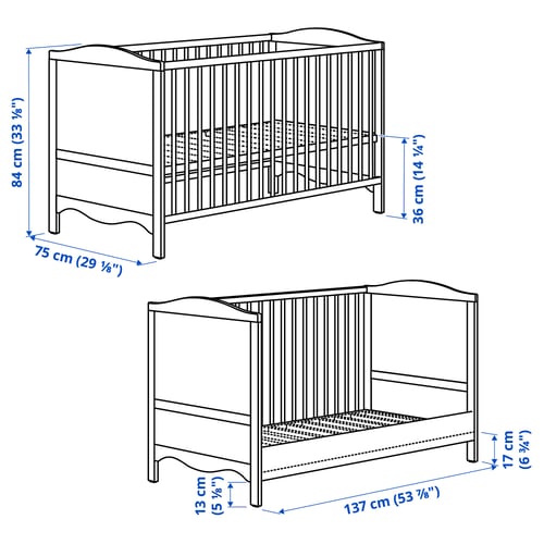 SMÅGÖRA Cot, white, 70x132 cm