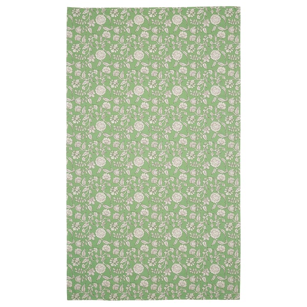 SMÖRFISK Tablecloth, flower pattern/green/white, 145x240 cm