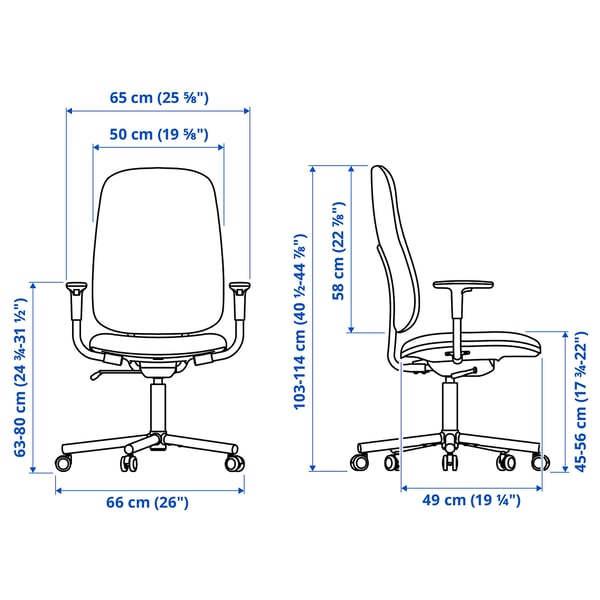 SMÖRKULL Office chair with armrests, Gräsnäs dark grey