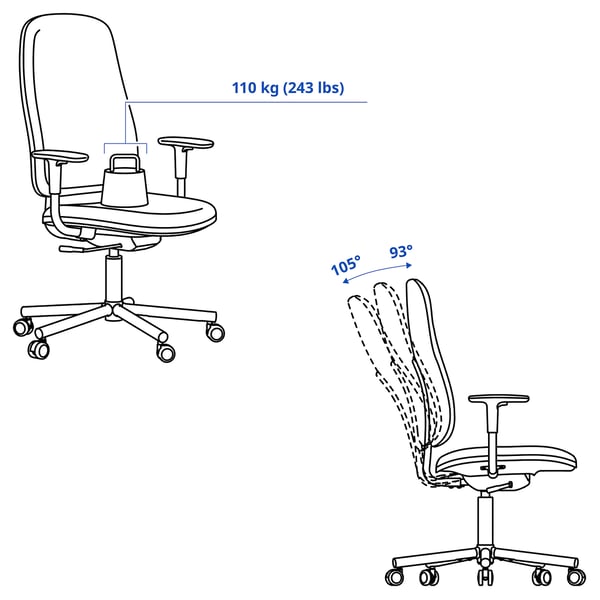 SMÖRKULL Office chair with armrests, Gräsnäs red
