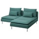 SÖDERHAMN 2-seat sofa with chaise longue, Kelinge grey-turquoise