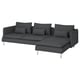 SÖDERHAMN 4-seat sofa with chaise longue, Fridtuna dark grey