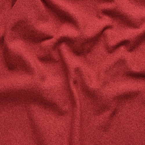Close-up of soft, textured red fabric; intricate, high-quality weave, feels plush and warm.