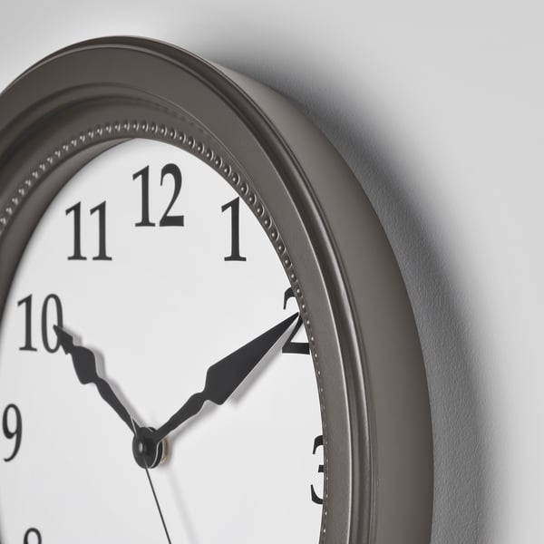 SÖNDRUM Wall clock, grey, 35 cm