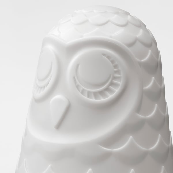SOLBO Table lamp, white/owl, 23 cm