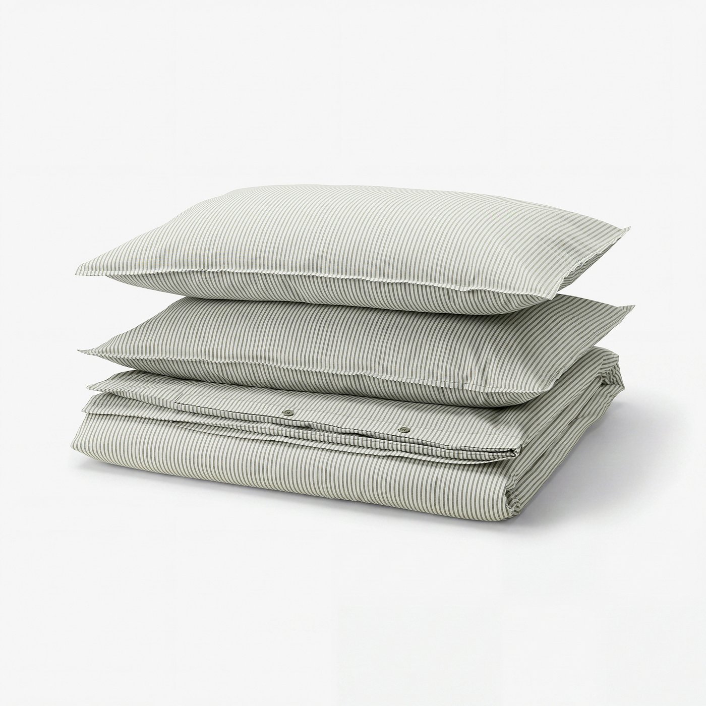SOLFIBBLA Duvet cover and 2 pillowcases, white green/stripe, 200x200/50x80 cm