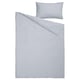 Blue and white striped bedding set with pillow, rectangular shape.