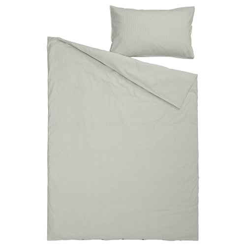 Bed linen set, SOLFIBBLA, grey, striped, cotton.