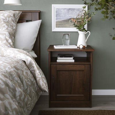SONGESAND Bedside table, brown, 42x40 cm