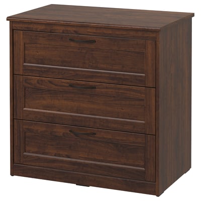 SONGESAND Chest of 3 drawers, brown, 82x81 cm
