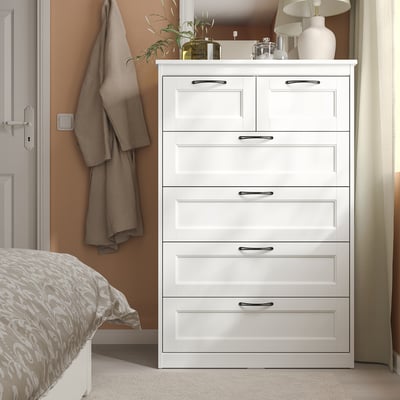 SONGESAND Chest of 6 drawers, white, 82x126 cm