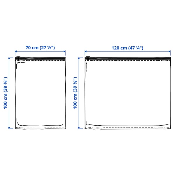 SPANTAD Vacuum-sealed bag, set of 2, light grey