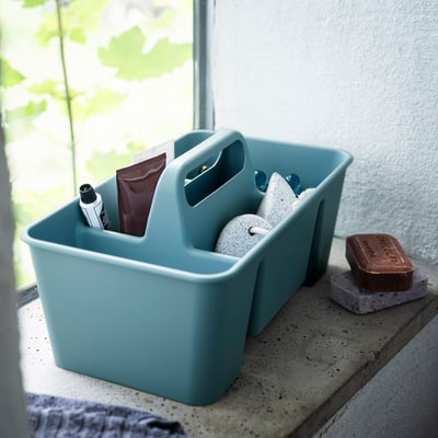 STACKSTOD Desk organiser, grey-blue, 32x18x16 cm