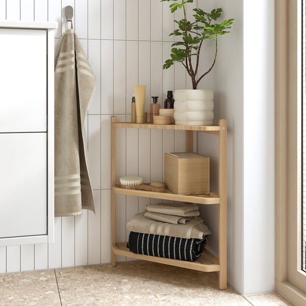 STEGESUND Corner shelf, light bamboo, 34x34x60 cm