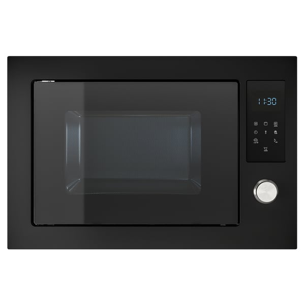 IKEA stenby black microwave oven, sleek design with digital controls.