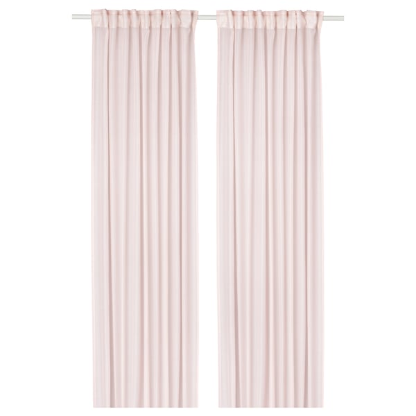 STENFRÖ Sheer curtains, 1 pair, pink/with heading tape, 145x250 cm