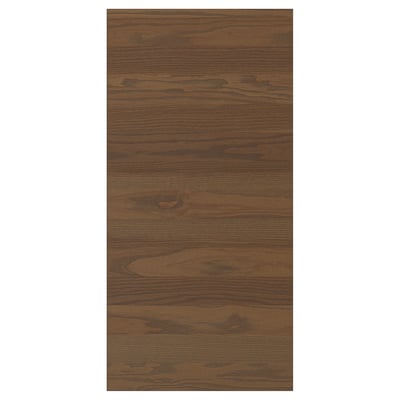 Dark brown wooden panel, grainy texture, rectangular shape, natural wood design.