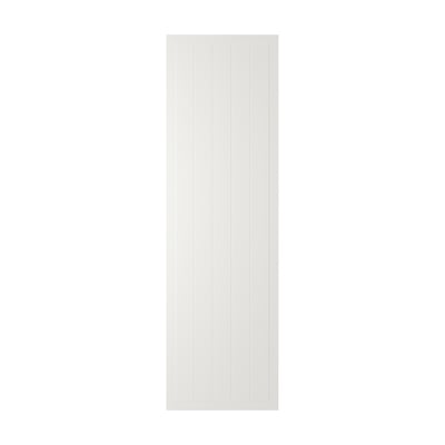 STENSUND white cabinet doors, rectangular with grooved panels, moisture-resistant lacquered fiberboard.
